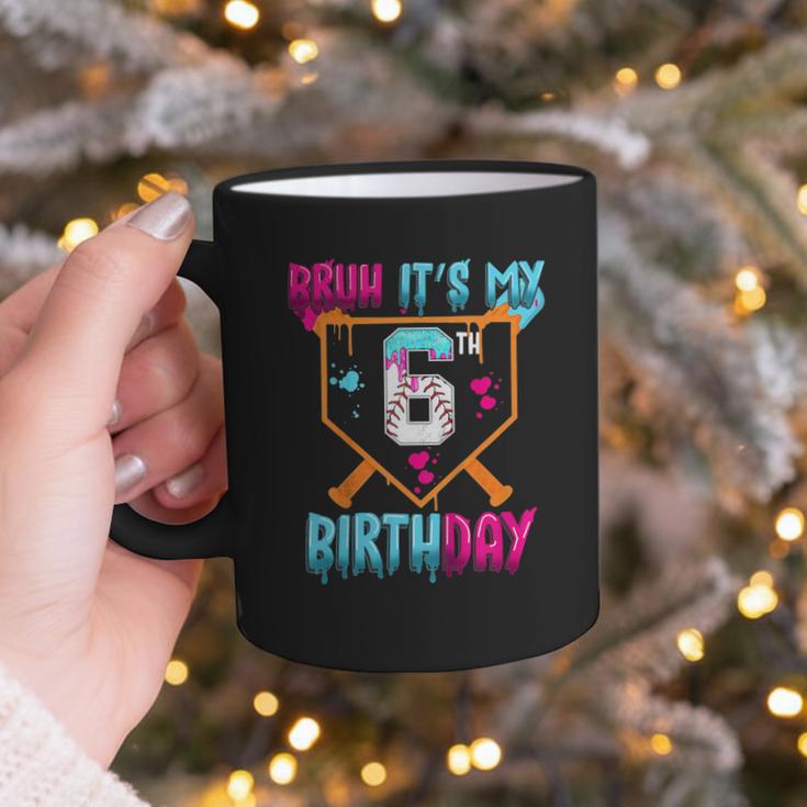 Kids Baseball Drip Bruh It's My 6th Birthday Boy Ice Cream Drip Graphic Print Coffee Mug