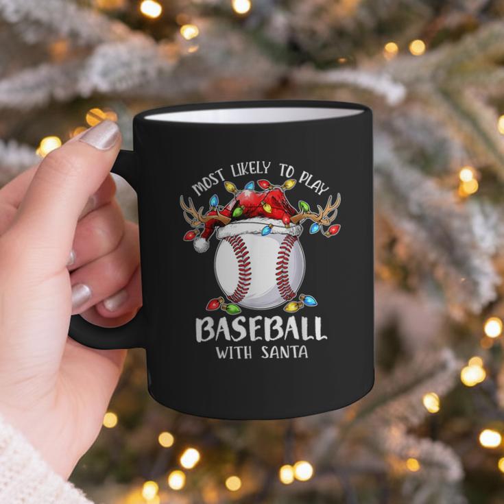 Most Likely To Play Baseball With Santa Christmas Xmas Graphic Print Coffee Mug