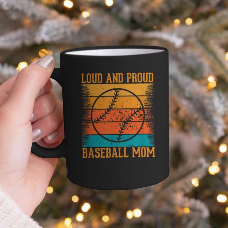 Loud And Proud Baseball Mom Vibrant Colorful Stripe Graphic Print Coffee Mug