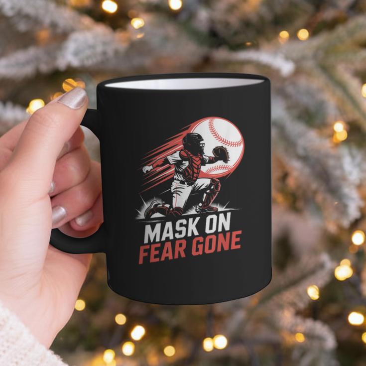 Mask On Fear Gone Baseball Catcher Softball Graphic Print Coffee Mug