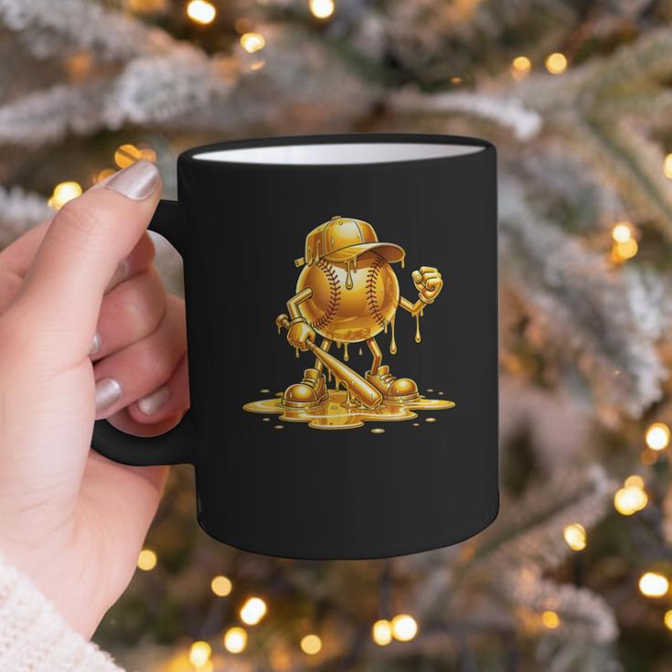Melting Baseball Mascot Slugger Bat Cap Cartoon Graphic Print Coffee Mug