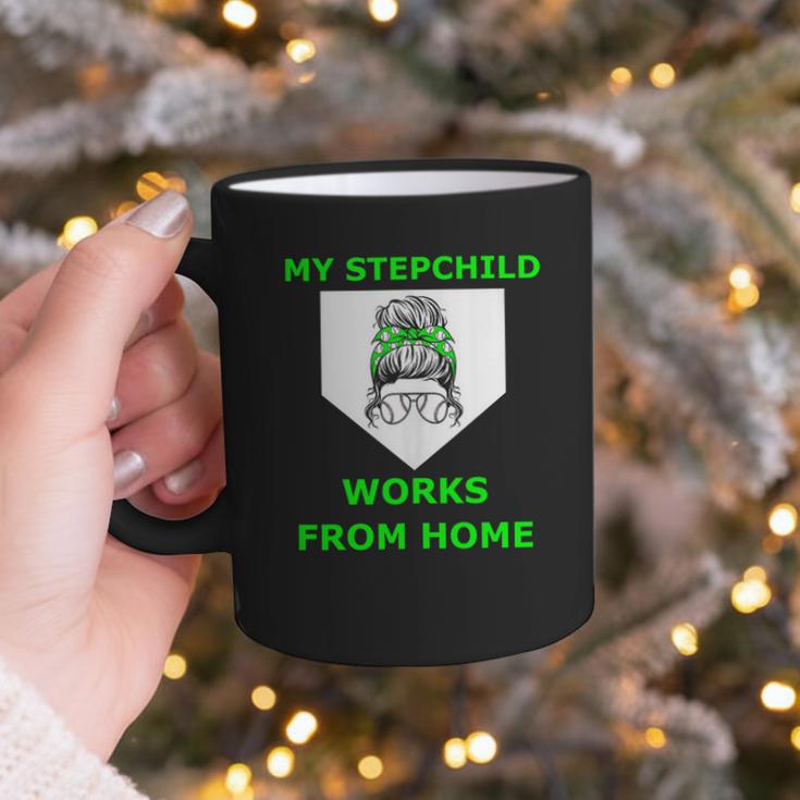 Messy Bun Baseball Mom My Stepchild Works From Home Graphic Print Coffee Mug Messy Bun Baseball Mom My Stepchild Works From Home Graphic Print Coffee Mug