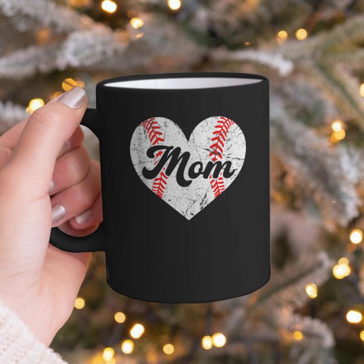 Mother's Day Distressed Heart Baseball Mom Mama Sport Fan Graphic Print Coffee Mug