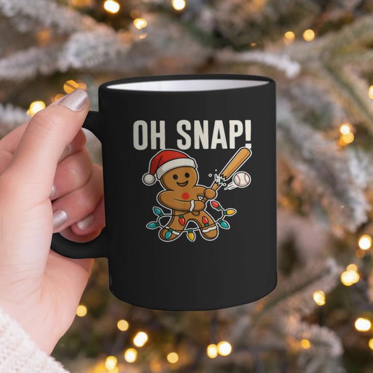 Oh Snap Gingerbreadman Christmas Baseball Humor Graphic Print Coffee Mug
