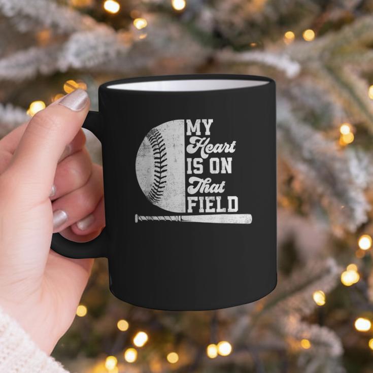 Proud Baseball Dad Fan My Heart Is On That Baseball Field Graphic Print Coffee Mug
