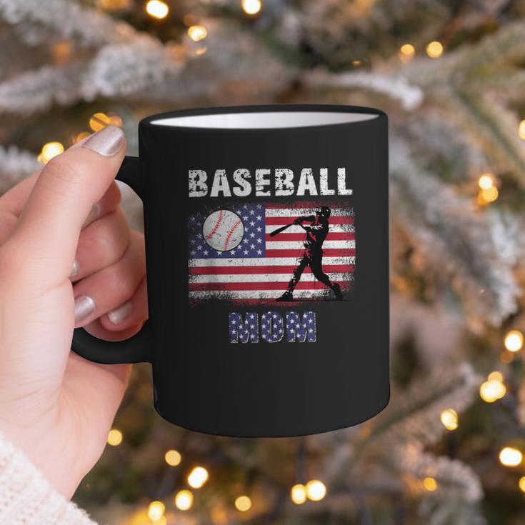 Proud Baseball MOM USA American Flag Family Game Day Graphic Print Coffee Mug
