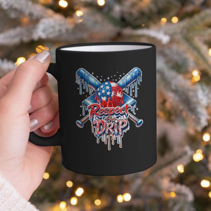 Respect The Drip Baseball American Flag Ice Cream Drip Youth Graphic Print Coffee Mug