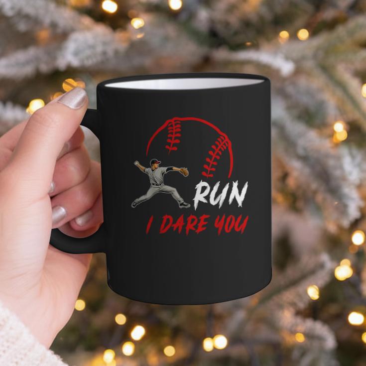 Run Steal I Dare You Humor Baseball Catcher Vintage Graphic Print Coffee Mug