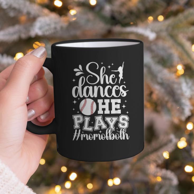 She Dances He Plays Mom Of Both Dance And Baseball Mom Graphic Print Coffee Mug