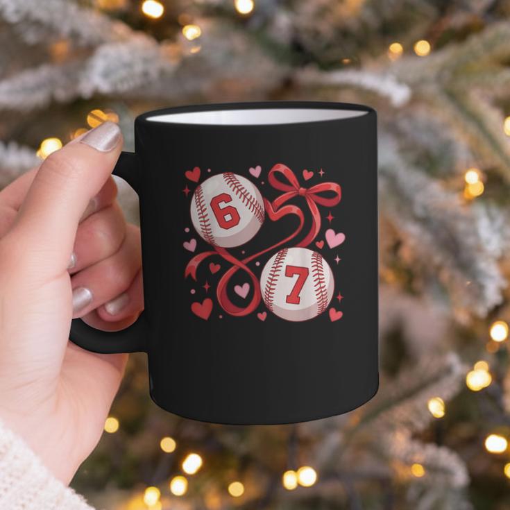 Six Seven Baseball Lover Sports Red Heart Bow Valentine Girl Graphic Print Coffee Mug Six Seven Baseball Lover Sports Red Heart Bow Valentine Girl Graphic Print Coffee Mug