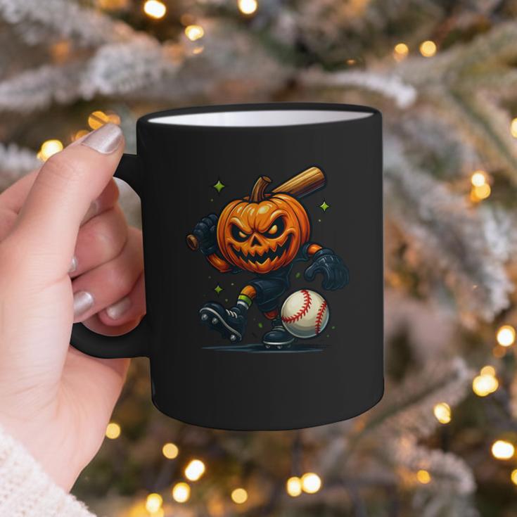 Spooky Halloween Scary Pumpkin Baseball Player Witchy Vibes Graphic Print Coffee Mug