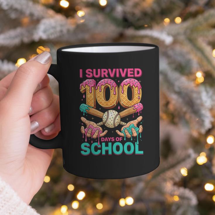 I Survived 100 Days Of School Baseball Ice Cream Drip Graphic Print Coffee Mug I Survived 100 Days Of School Baseball Ice Cream Drip Graphic Print Coffee Mug