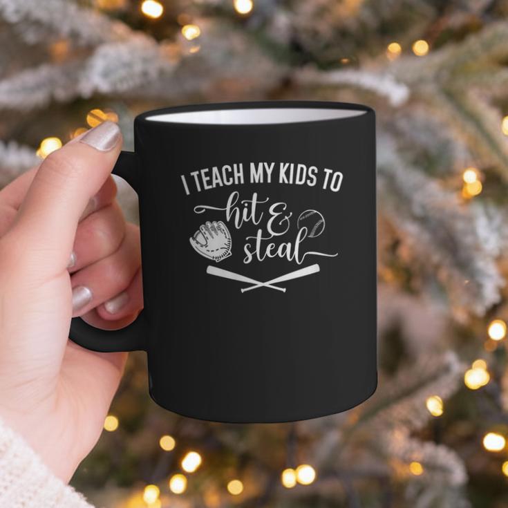I Teach My Kids To Hit And Steal Baseball Mom Graphic Print Coffee Mug