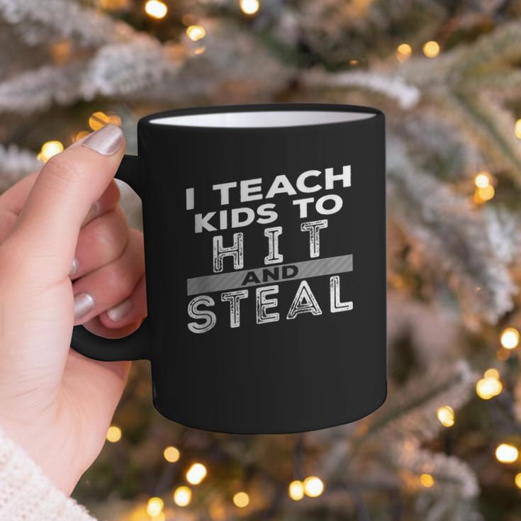 I Teach My Kids To Hit Steal Fun Softball Baseball Dad Coach Graphic Print Coffee Mug I Teach My Kids To Hit Steal Fun Softball Baseball Dad Coach Graphic Print Coffee Mug