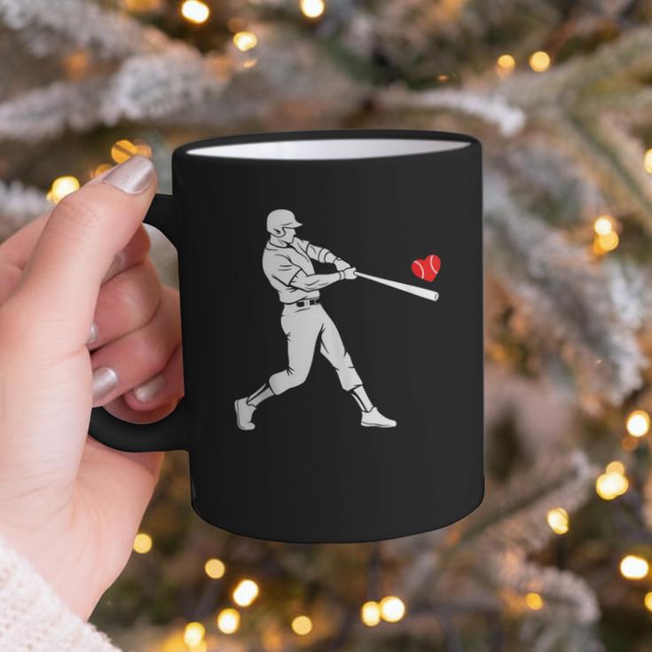 Valentines US Baseball Player Silhouette Heart Graphic Print Coffee Mug