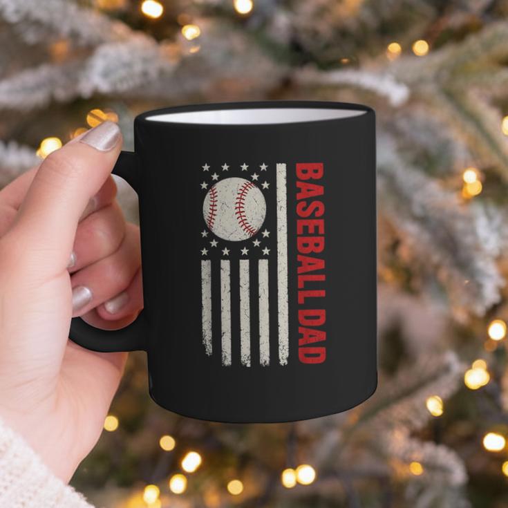 Vintage Baseball DAD American Flag Fathers Day 4th Of July Graphic Print Coffee Mug