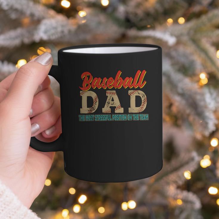 Vintage Baseball Dad Most Stressful Position On The Team Graphic Print Coffee Mug Vintage Baseball Dad Most Stressful Position On The Team Graphic Print Coffee Mug