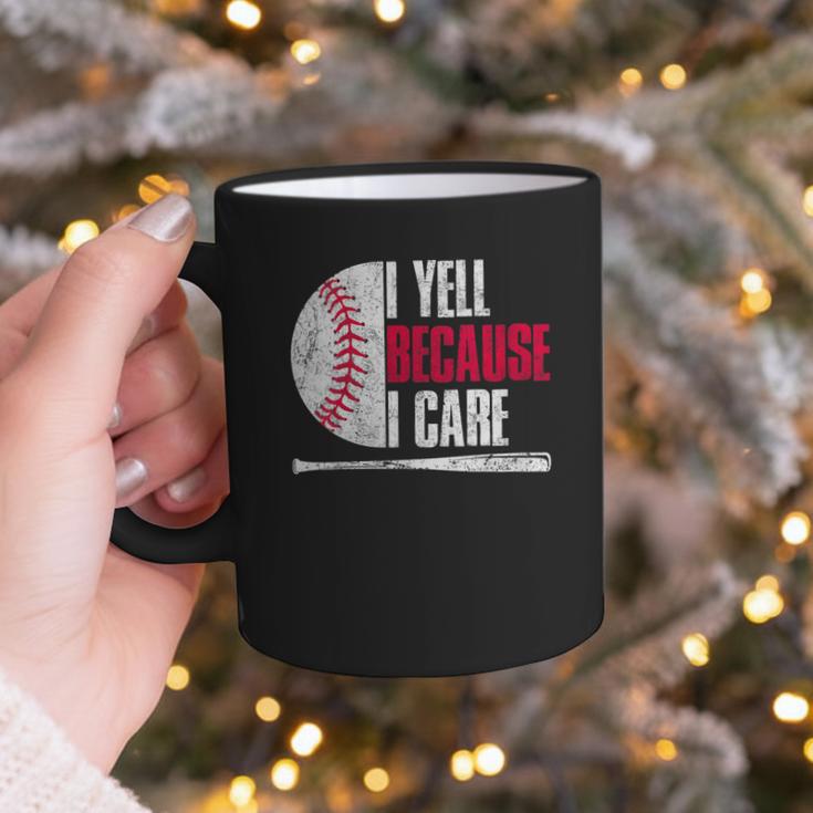 Vintage Baseball Fan I Yell Because I Care Baseball Dads Graphic Print Coffee Mug