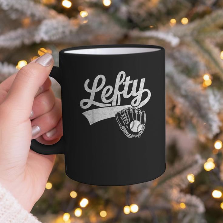Vintage Baseball Tee Lefty Left Handed Baseball Player Graphic Print Coffee Mug