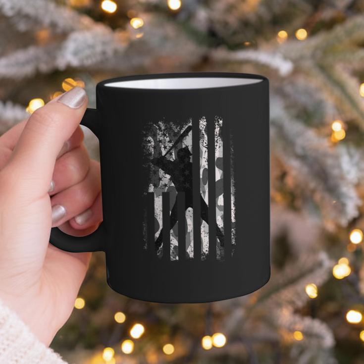 Vintage Baseball US Camouflage Flag Tee Baseball Dad Player Graphic Print Coffee Mug
