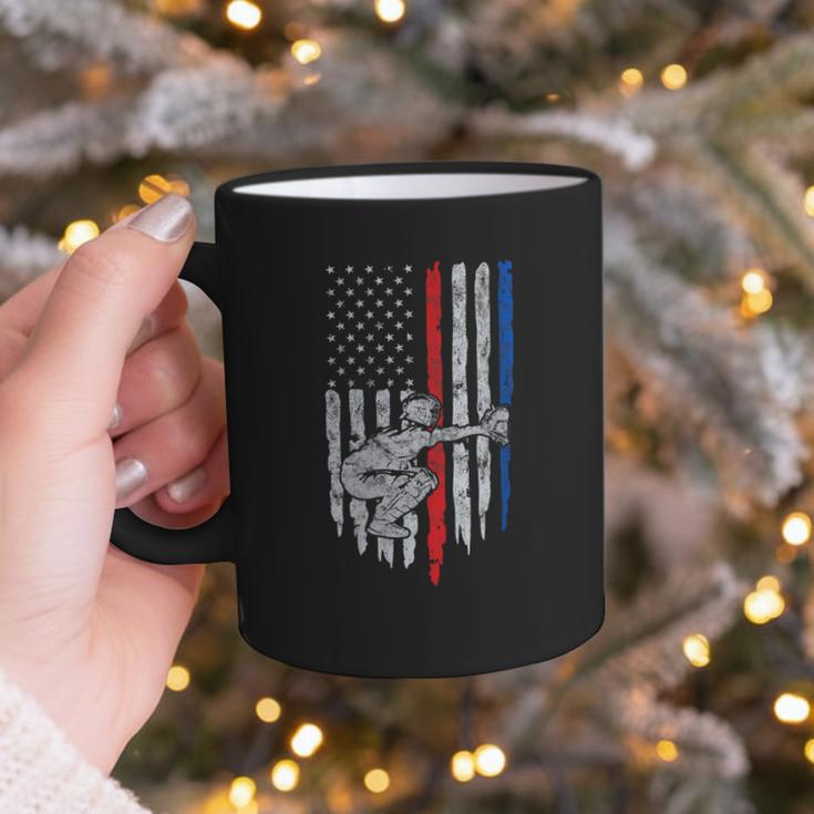 Vintage Baseball US Flag Tee Baseball Dad Player Coach Graphic Print Coffee Mug