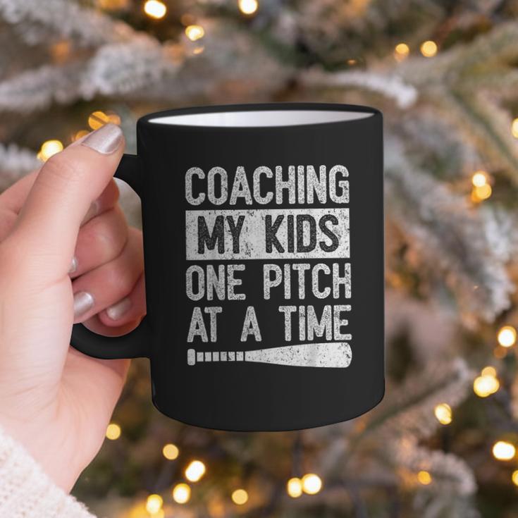 Vintage Coaching My Kids One Pitch At A Time Baseball Dad Graphic Print Coffee Mug
