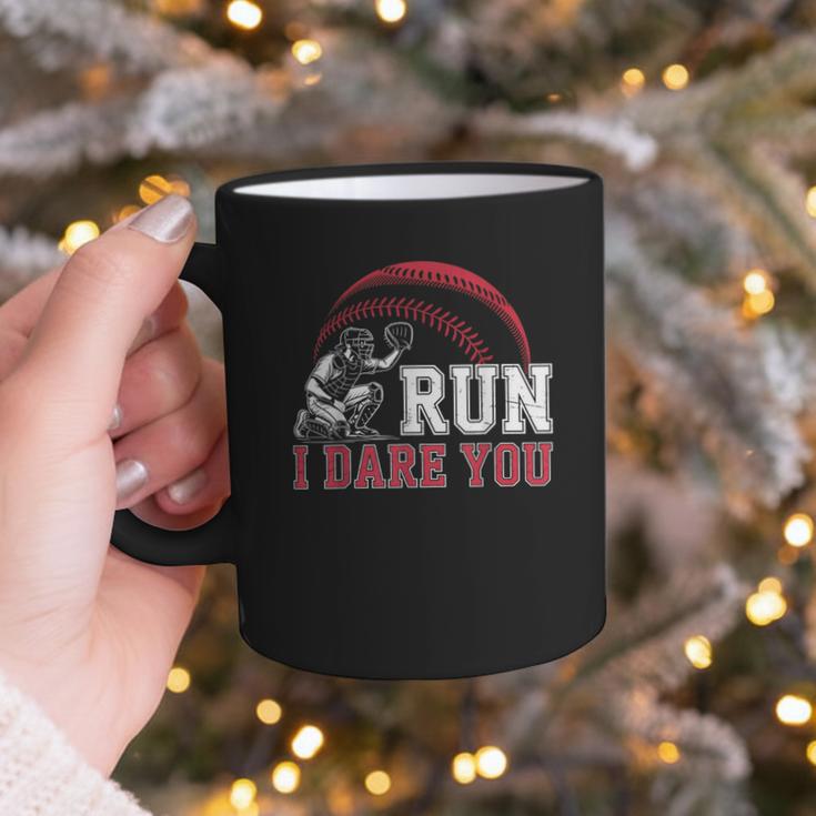 Vintage Humor Baseball Apparel Run I Dare You Graphic Print Coffee Mug