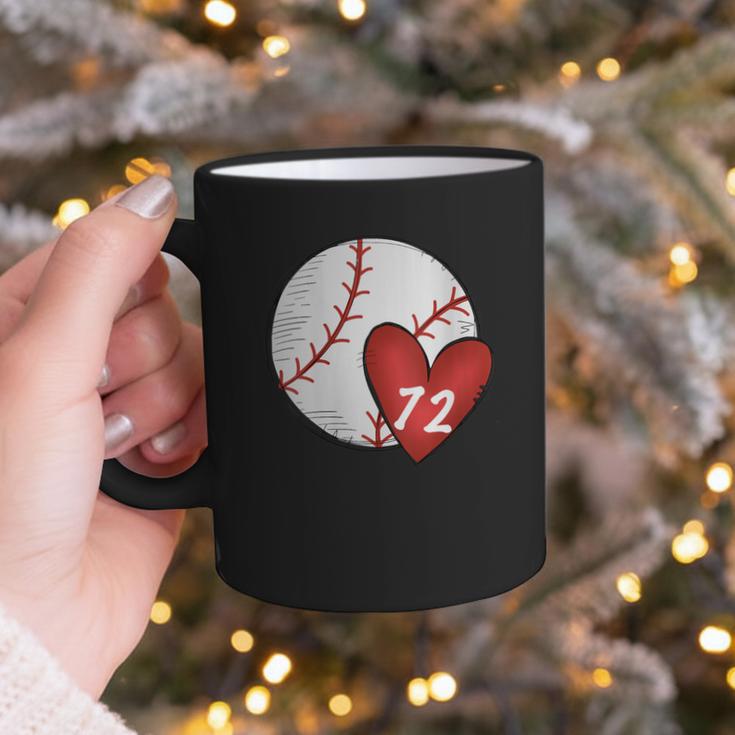 Womens Custom Baseball Mom Number 72 Heart For Mom Mommy Graphic Print Coffee Mug