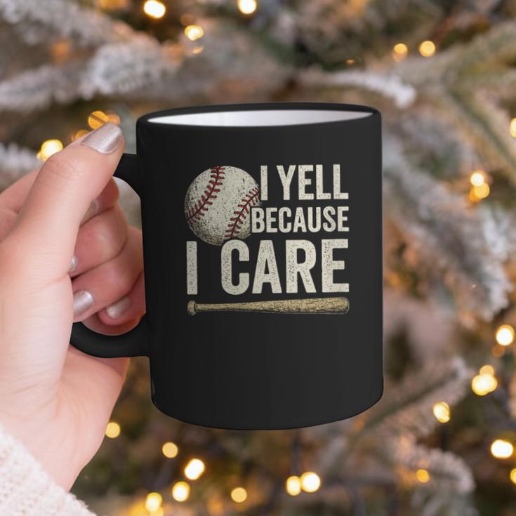 I Yell Because I Care Baseball Dad Humor Graphic Print Coffee Mug