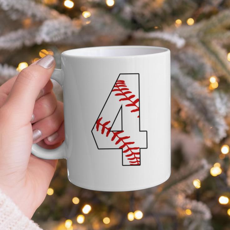4 Laces 4th Birthday Boy Four Years Baseball Mom T-Shirt Graphic Print Coffee Mug