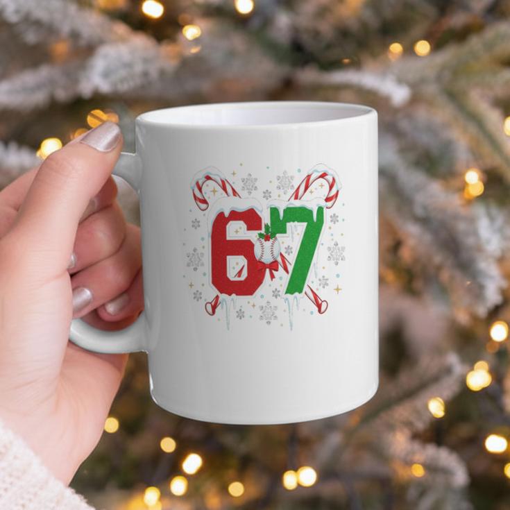 67 Baseball Christmas Candy Cane Snowflake Holiday Sports Graphic Print Coffee Mug