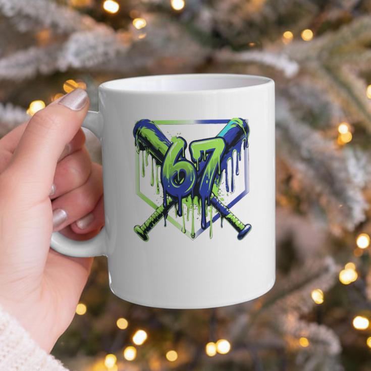 67 Baseball Drip Effect Urban Tee Style 6-7 Meme Graphic Premium Tri-Blend Graphic Print Coffee Mug