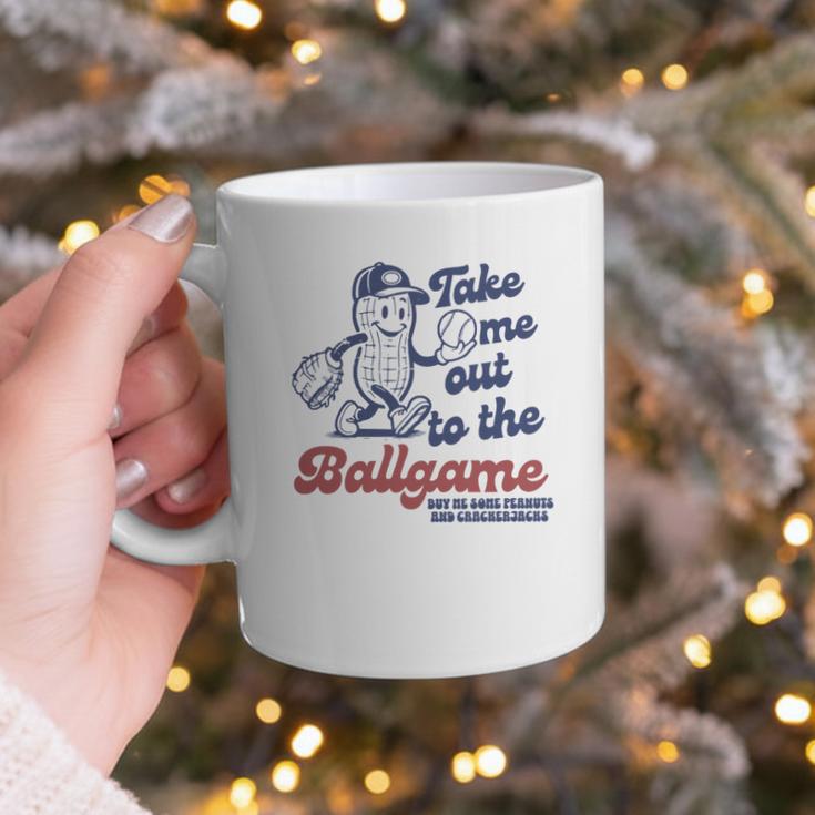 Take Me Out To The Ball Game Retro Peanuts Baseball Sports Graphic Print Coffee Mug