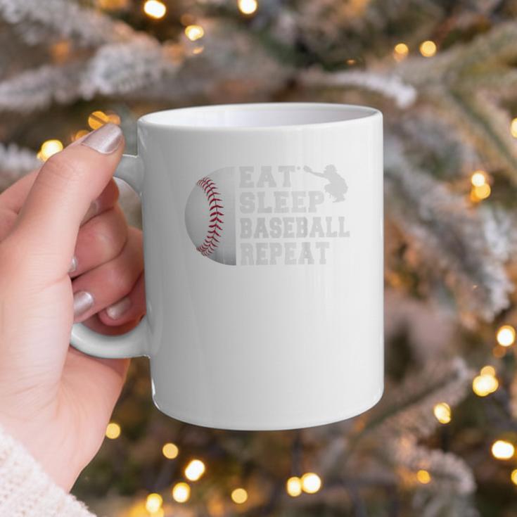 Baseball Catcher Eat Sleep Repeat Youth Boys Men Graphic Print Coffee Mug