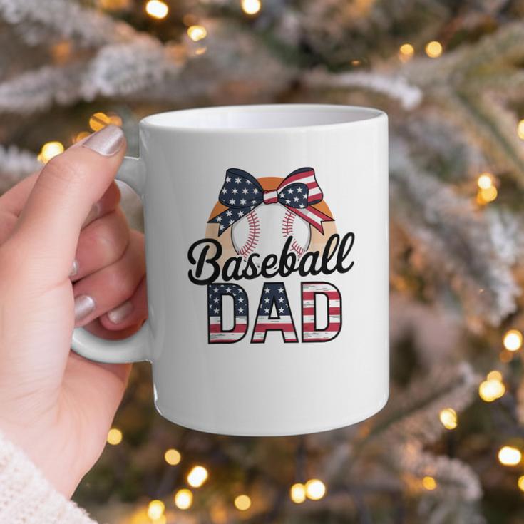 Baseball Dad American Flag Bow Sports Graphic Print Coffee Mug