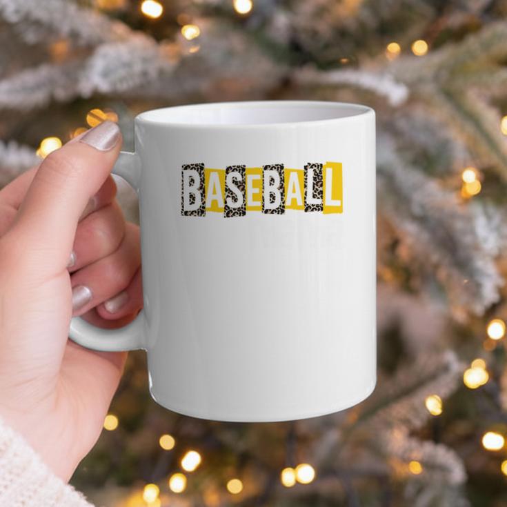 Baseball Mama Yellow Leopard Print Baseball Mom Gear Sports Graphic Print Coffee Mug