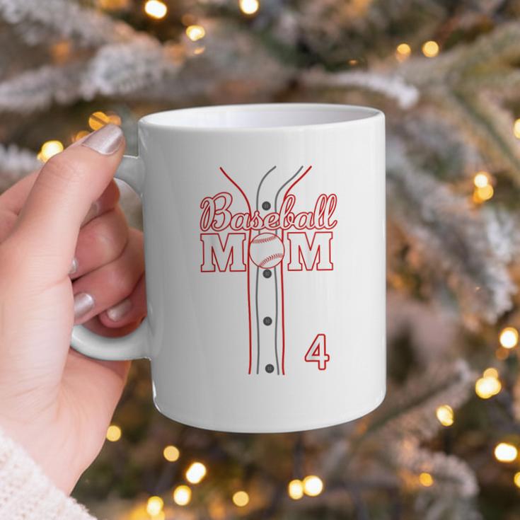 Baseball Mom 4 Number 4 Jersey Team Numbered Jersey Graphic Print Coffee Mug Baseball Mom 4 Number 4 Jersey Team Numbered Jersey Graphic Print Coffee Mug