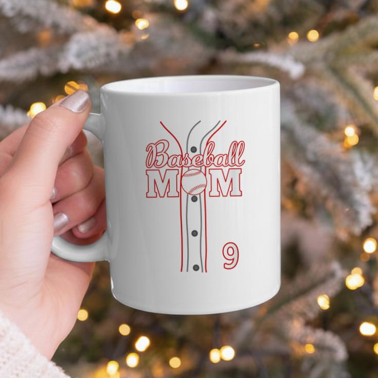 Baseball Mom 9 Number 9 Jersey Team Numbered Jersey Graphic Print Coffee Mug Baseball Mom 9 Number 9 Jersey Team Numbered Jersey Graphic Print Coffee Mug