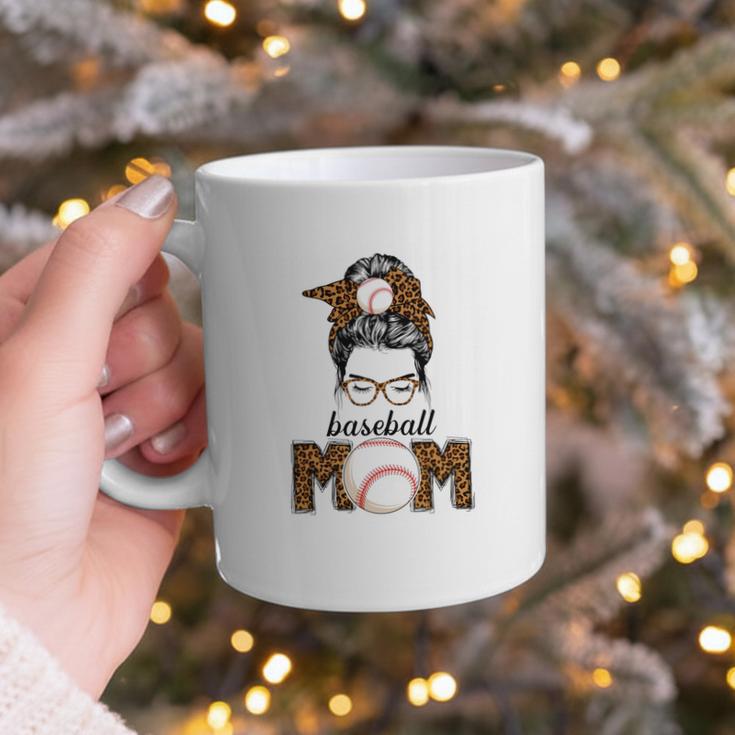 Baseball Mom Women Messy Bun Leopard Mother's Day Graphic Print Coffee Mug Baseball Mom Women Messy Bun Leopard Mother's Day Graphic Print Coffee Mug