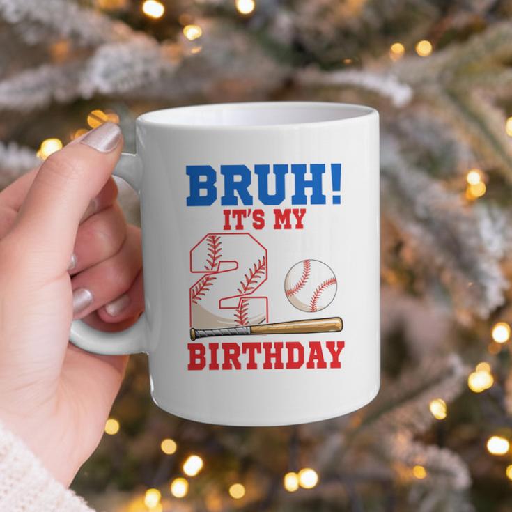 Bruh It's My 2nd Birthday Boy Baseball Themed Party Graphic Print Coffee Mug Bruh It's My 2nd Birthday Boy Baseball Themed Party Graphic Print Coffee Mug