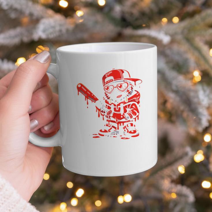 Drippy Baseball Mascot Valentine Heart Glasses Cartoon Graphic Print Coffee Mug