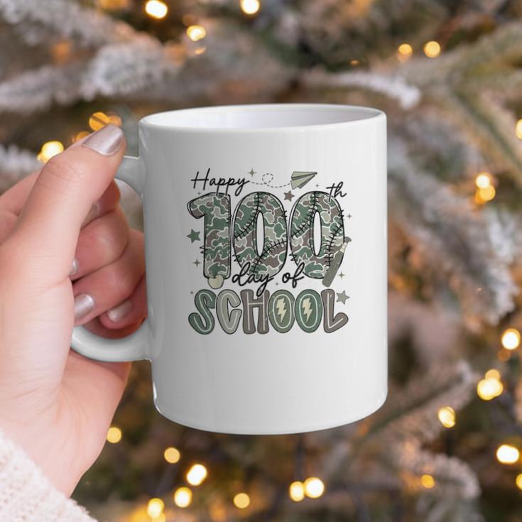 Happy 100th Day Of School Baseball Camo Boys Kids Toddler Graphic Print Coffee Mug