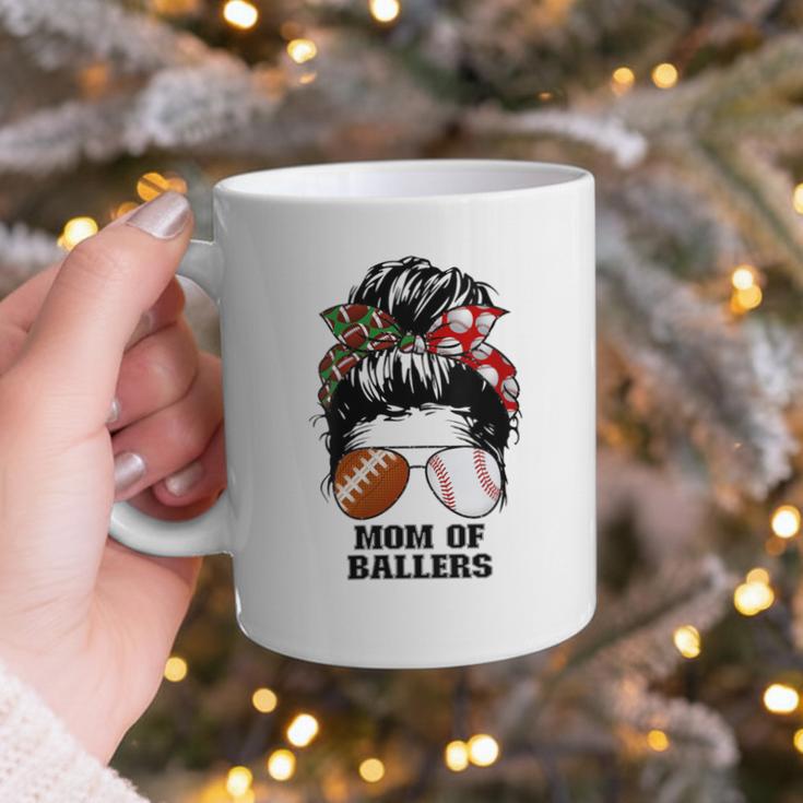 Mom Of Ballers Messy Bun Football Mom Baseball Mom Of Both Graphic Print Coffee Mug