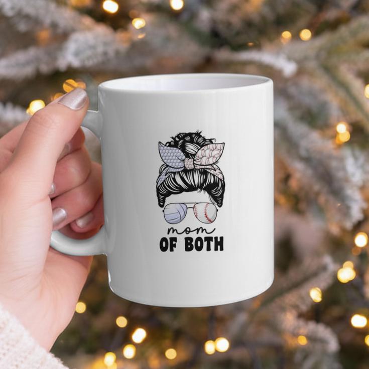 Mom Of Both Volleyball And Baseball Mom For Women Messy Bun Graphic Print Coffee Mug