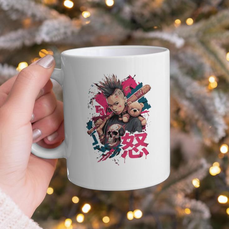 Punk Girl With Anger Kanji And Baseball Bat Graphic Print Coffee Mug Punk Girl With Anger Kanji And Baseball Bat Graphic Print Coffee Mug