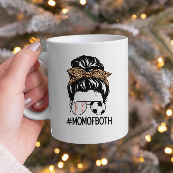 Soccer Baseball Mom Of Both Messy Bun Leopard Mother's Day Graphic Print Coffee Mug