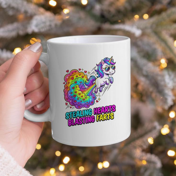 Unicorn Fart Valentine Stealing Hearts Blasting Farts Raglan Baseball Tee Graphic Print Coffee Mug