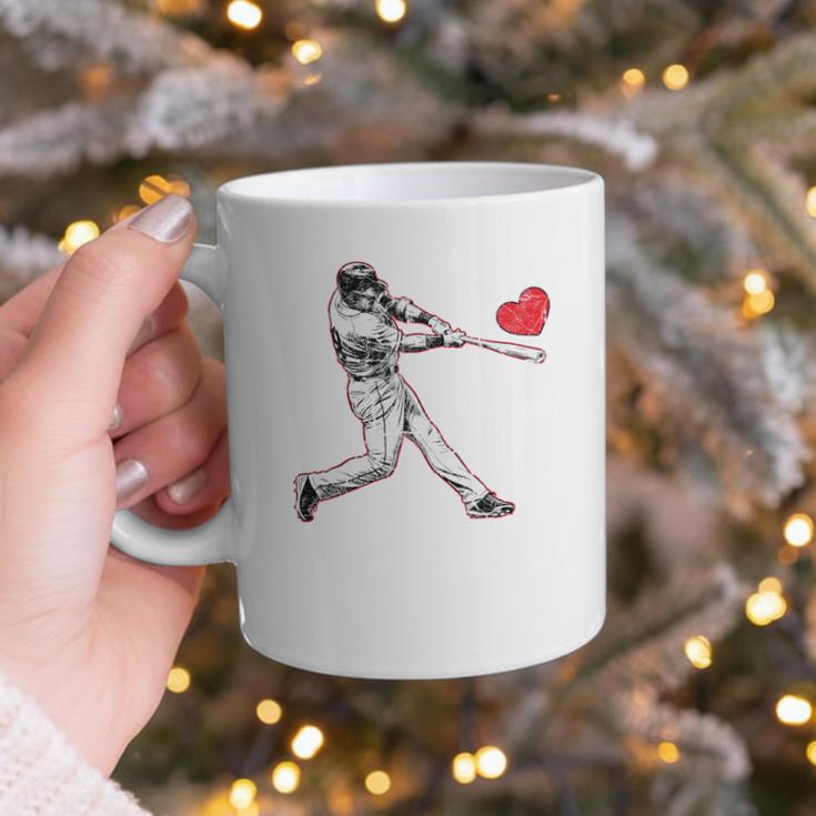 Valentines Baseball Batter Heart Player Silhouette Premium Tri-Blend Graphic Print Coffee Mug