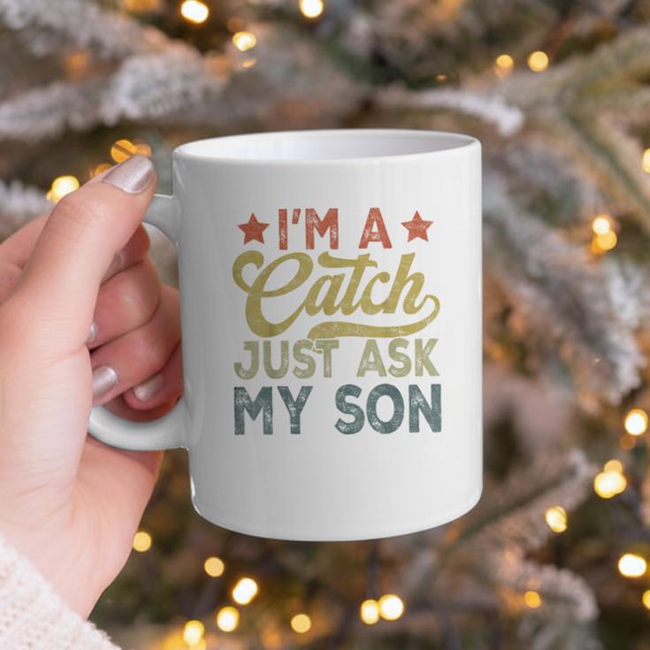 Vintage Baseball Dad For Men I'm A Catch Just Ask My Son Graphic Print Coffee Mug
