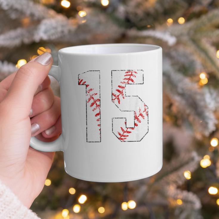 Vintage Distressed Baseball Number 15 Jersey Player Uniform Graphic Print Coffee Mug